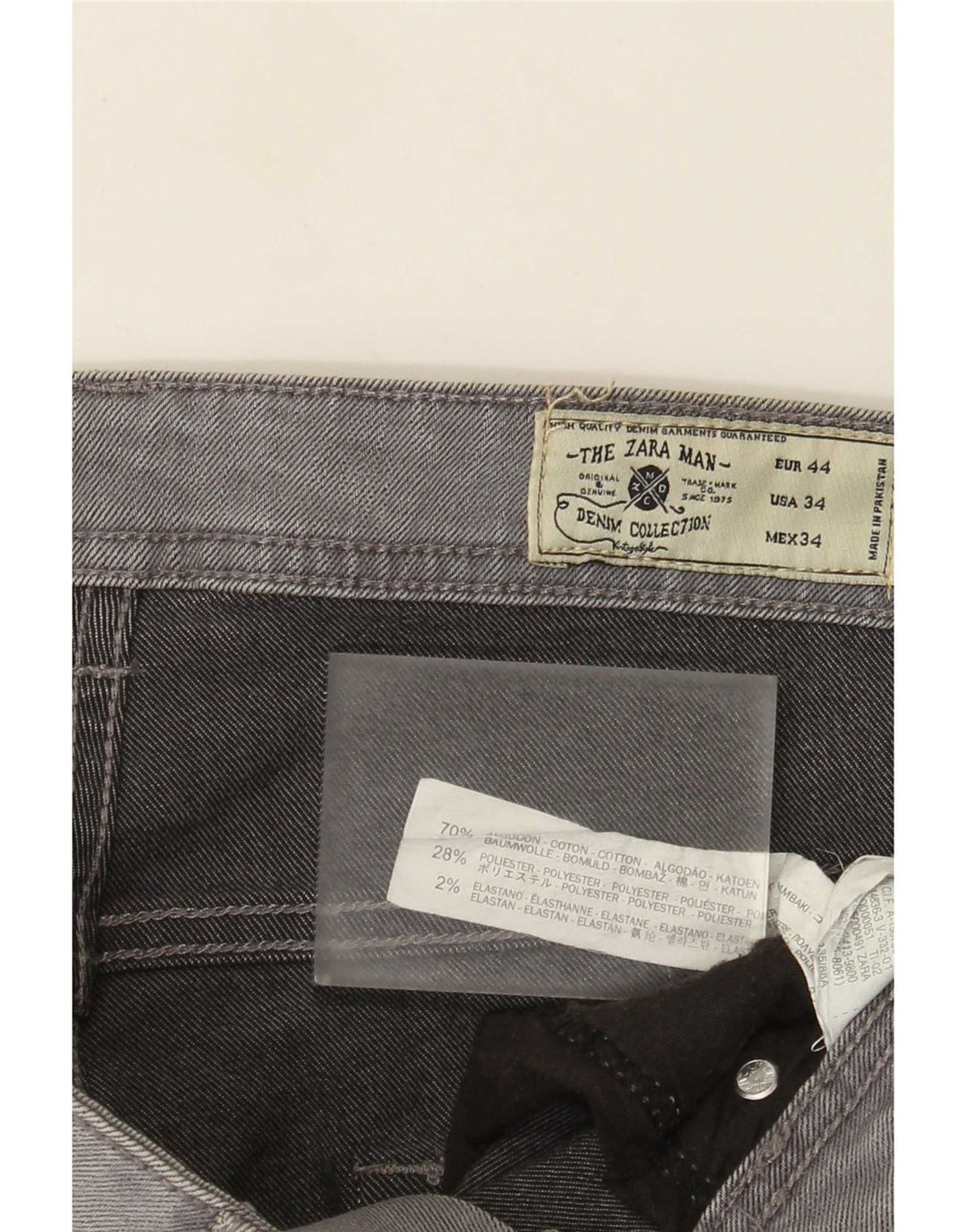 Zara Mens Slim Jeans EU 44 Grande W34 L31 Cinza Algodão