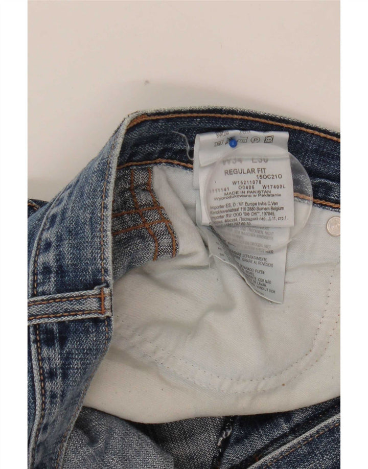 Wrangler Mens Regular Fit Jeans Reta W34 L30 Azul Algodão