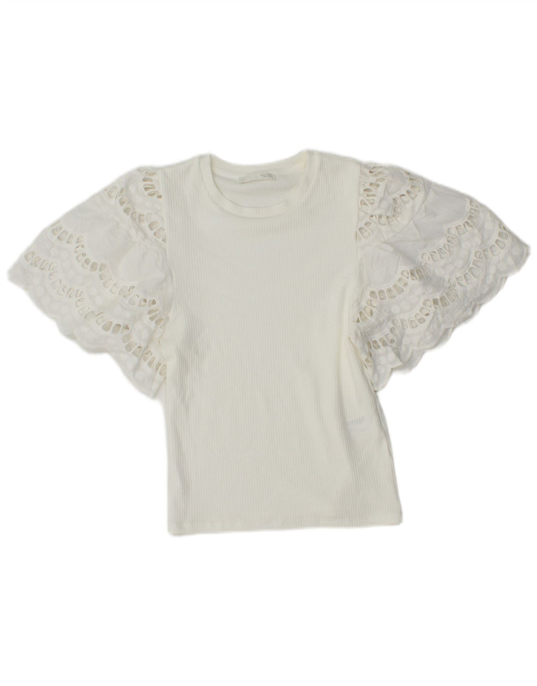 Zara blusa feminina cropped asa de morcego top UK 8 pequena viscose branca