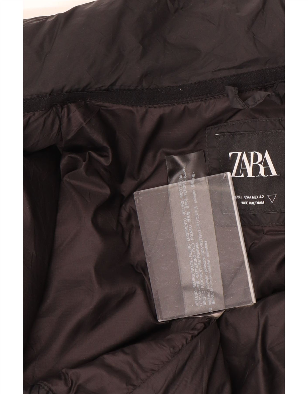 Jaqueta acolchoada masculina Zara UK 40 grande poliéster preto