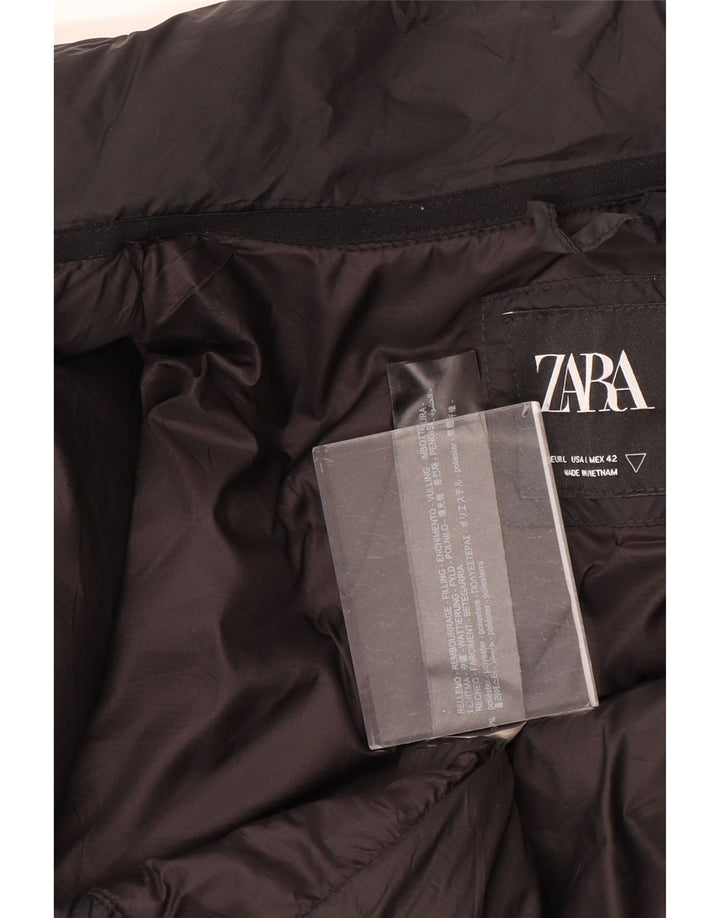 Jaqueta acolchoada masculina Zara UK 40 grande poliéster preto