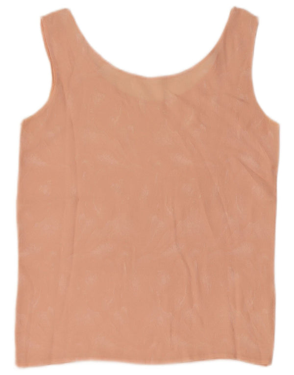 Vintage Womens Crop Sleeveless Blouse Top UK 4 XS Pink Tie Dye