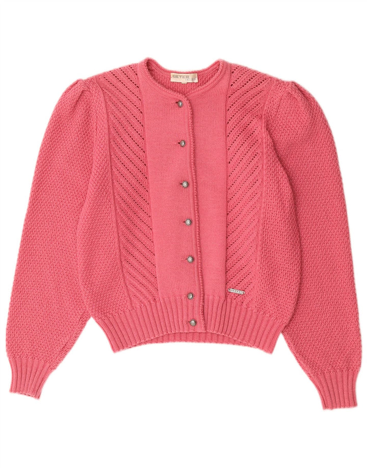 Suéter cardigã feminino Geyer IT 42 lã rosa médio