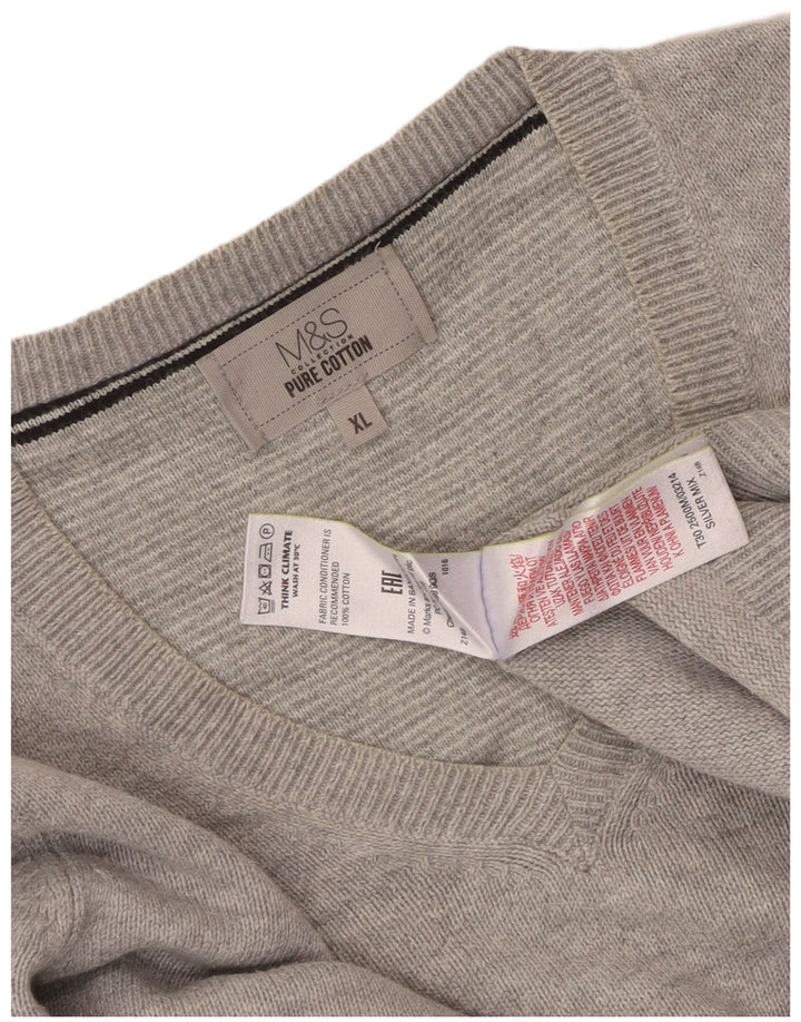 Suéter masculino Marks & Spencer com decote em V XL algodão cinza
