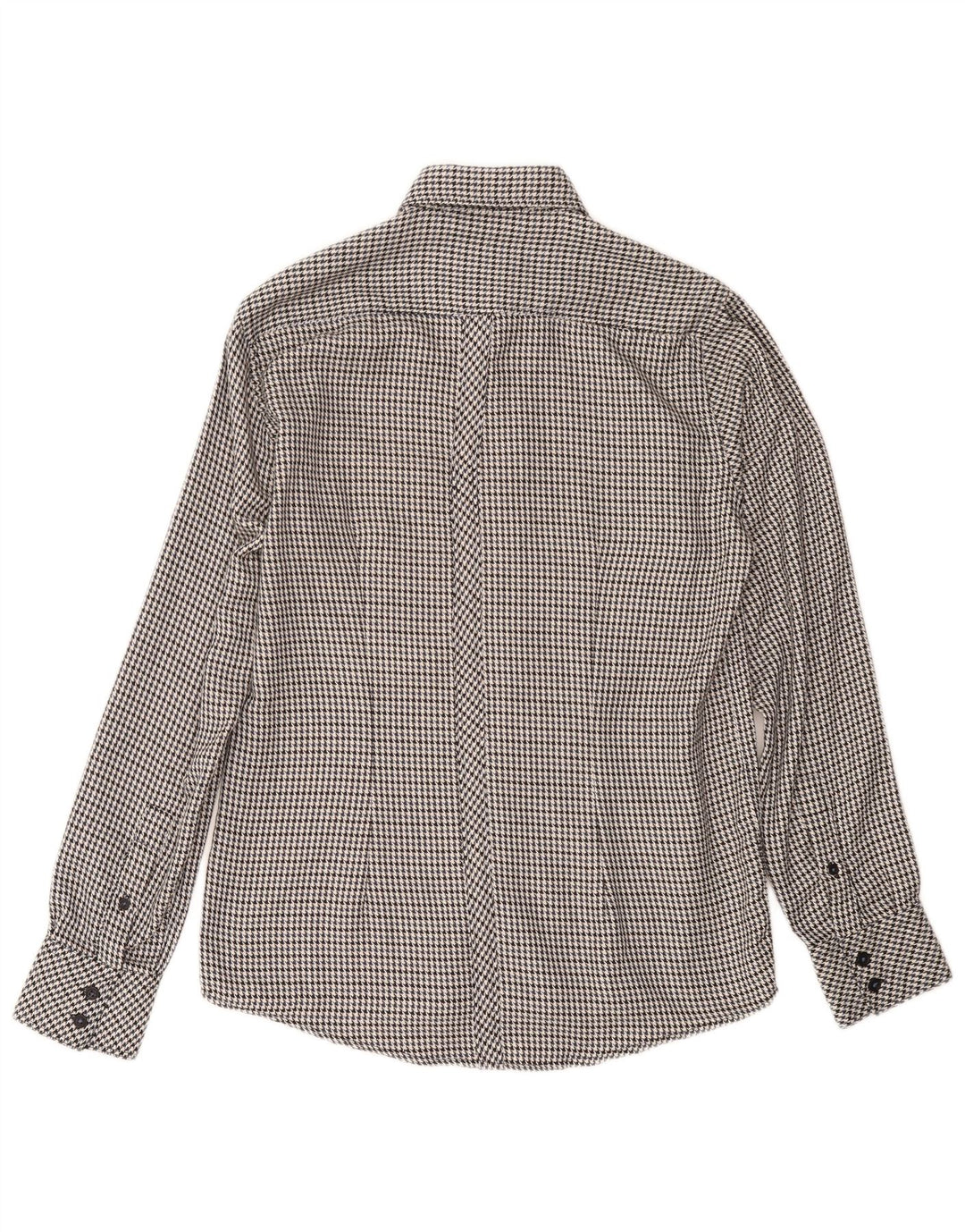 Camisa masculina de flanela LAMBRETTA pequena preta de algodão houndstooth