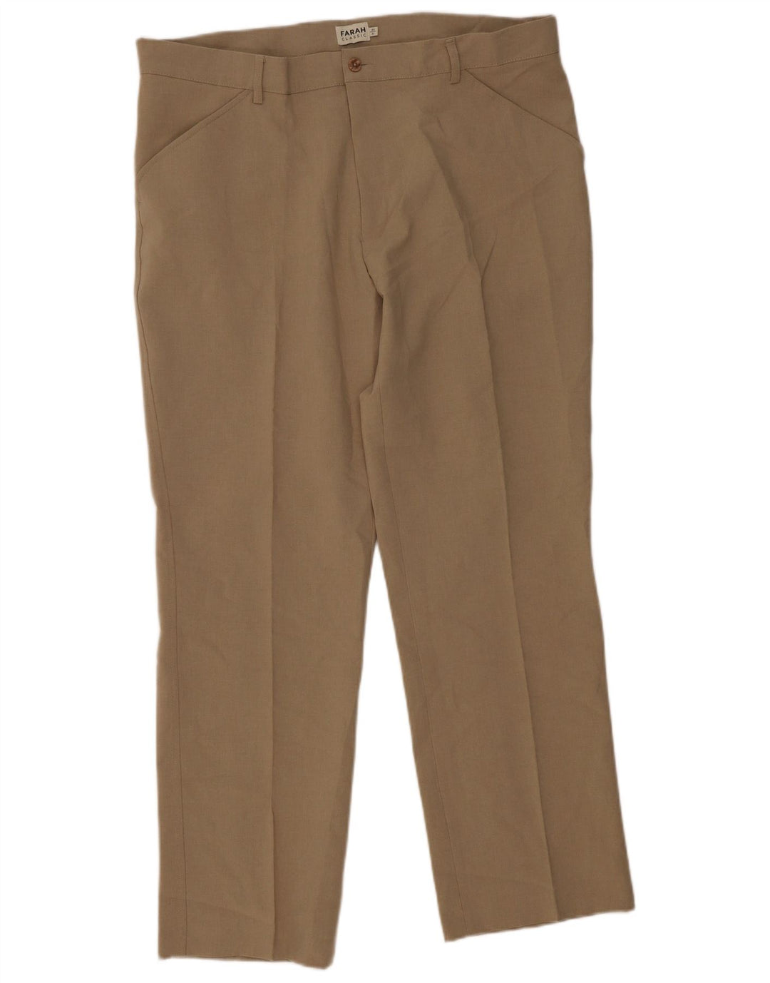 Calça masculina reta casual Farah W40 L31 poliéster bege