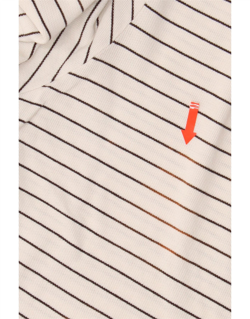 ADIDAS Womens Crop Polo Shirt UK 10 Small White Striped Vintage Adidas and Second-Hand Adidas from Messina Hembry 