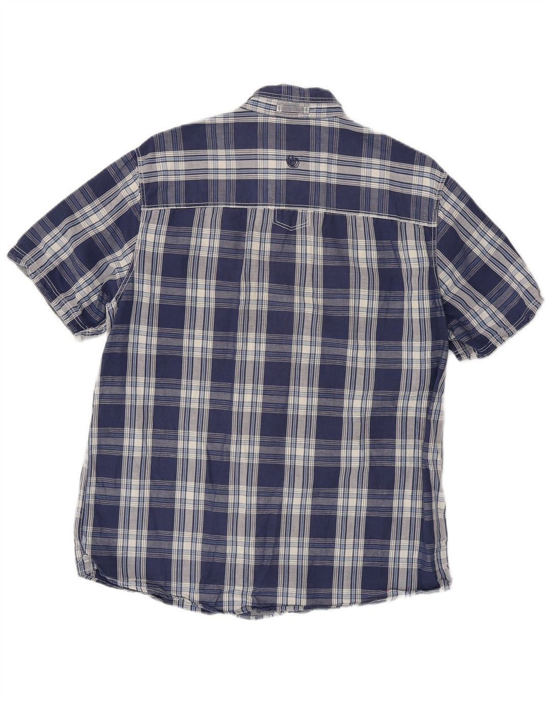 Camisa masculina de manga curta FAT FACE de algodão xadrez azul marinho médio
