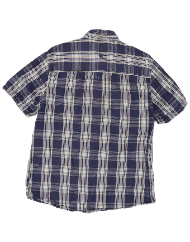 Camisa masculina de manga curta FAT FACE de algodão xadrez azul marinho médio