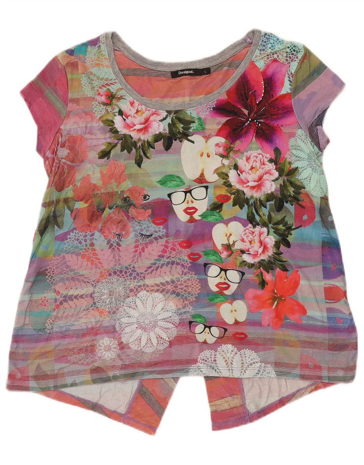 Blusa feminina regular Desigual Top UK 16 grande viscose floral multicolorida