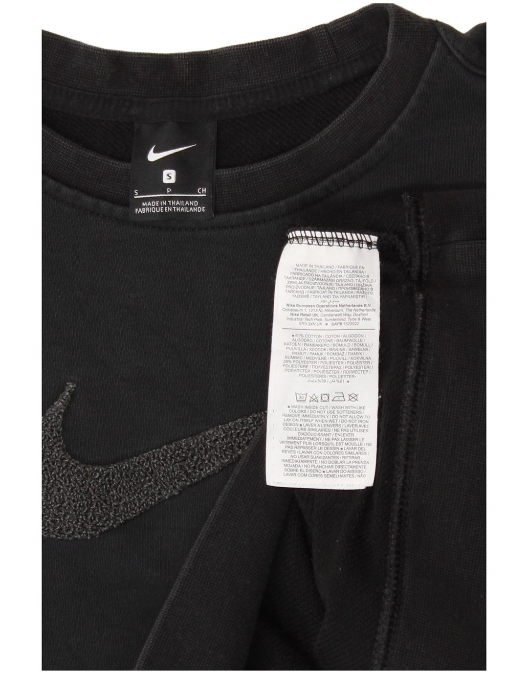 NIKE Womens Oversized Crop Graphic Sweatshirt Jumper UK 10 Small Black