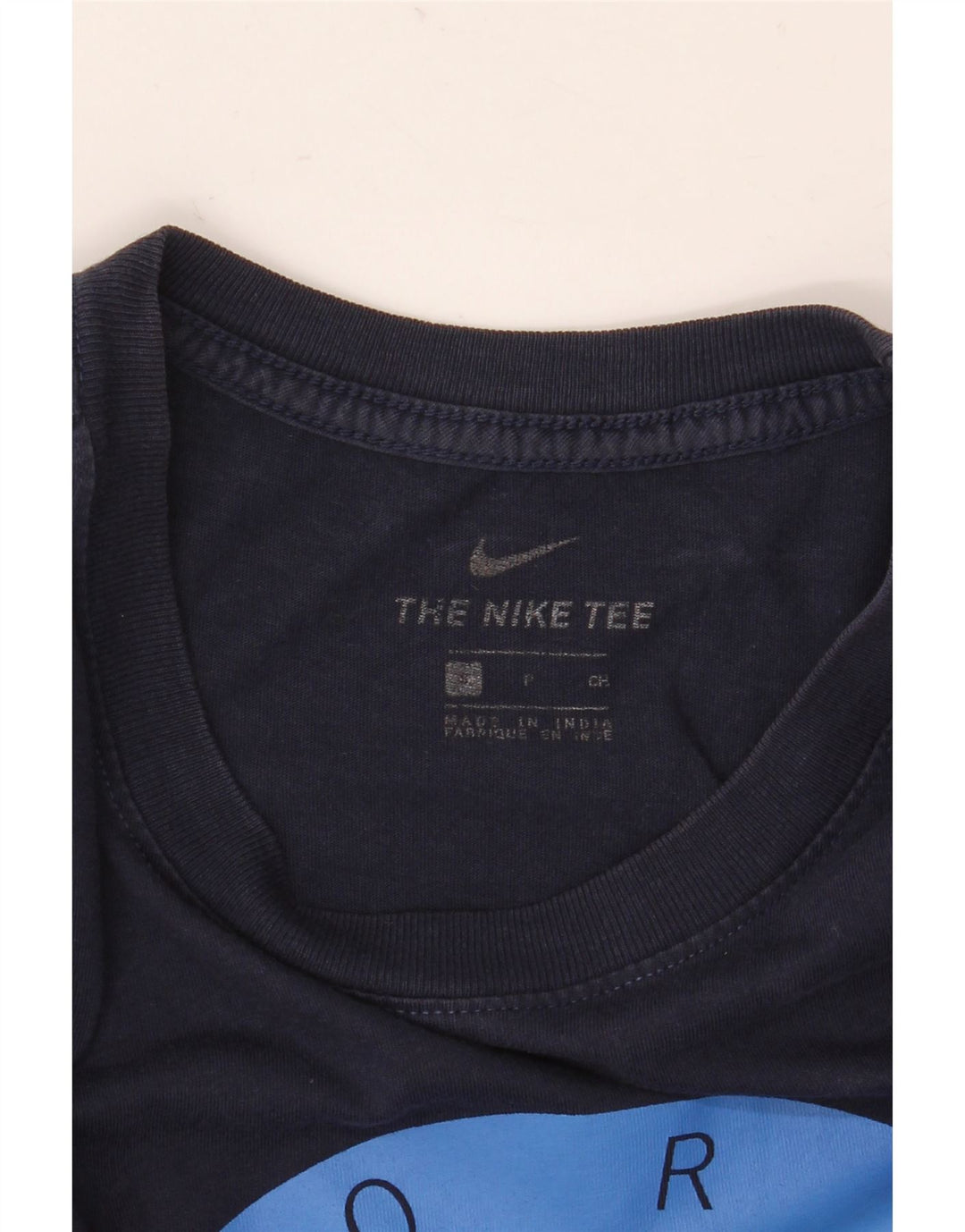 Camiseta Nike masculina gráfica top pequeno algodão azul marinho