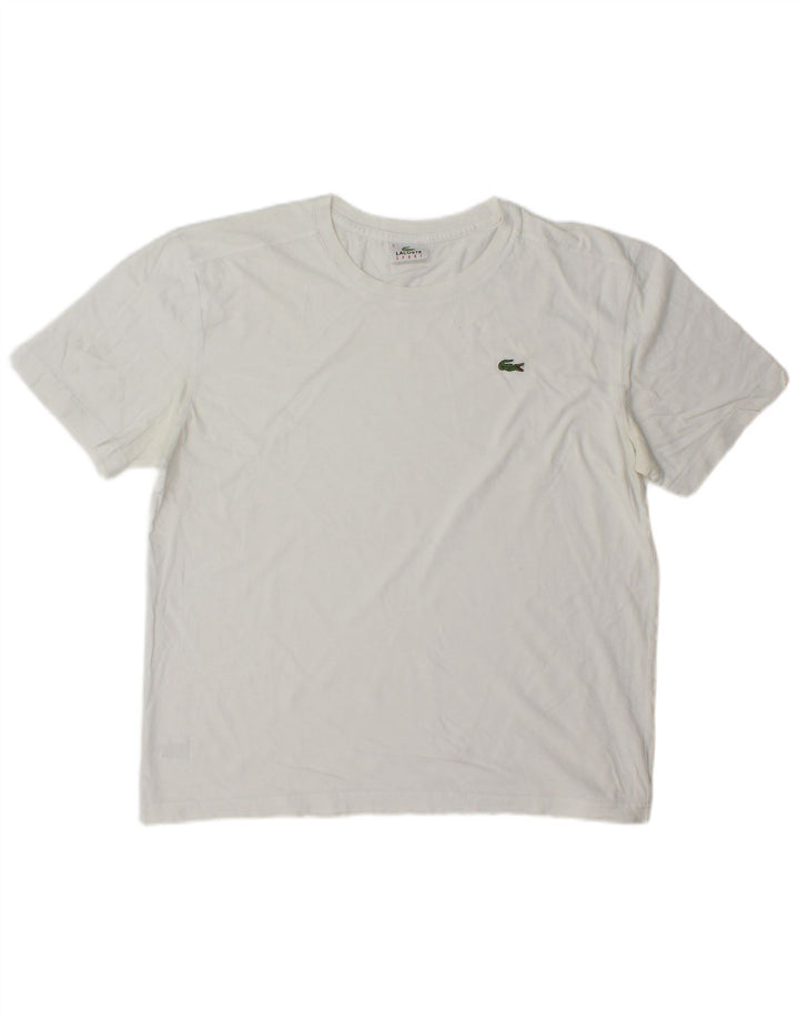Camiseta masculina Lacoste tamanho superior 5 grande algodão branco