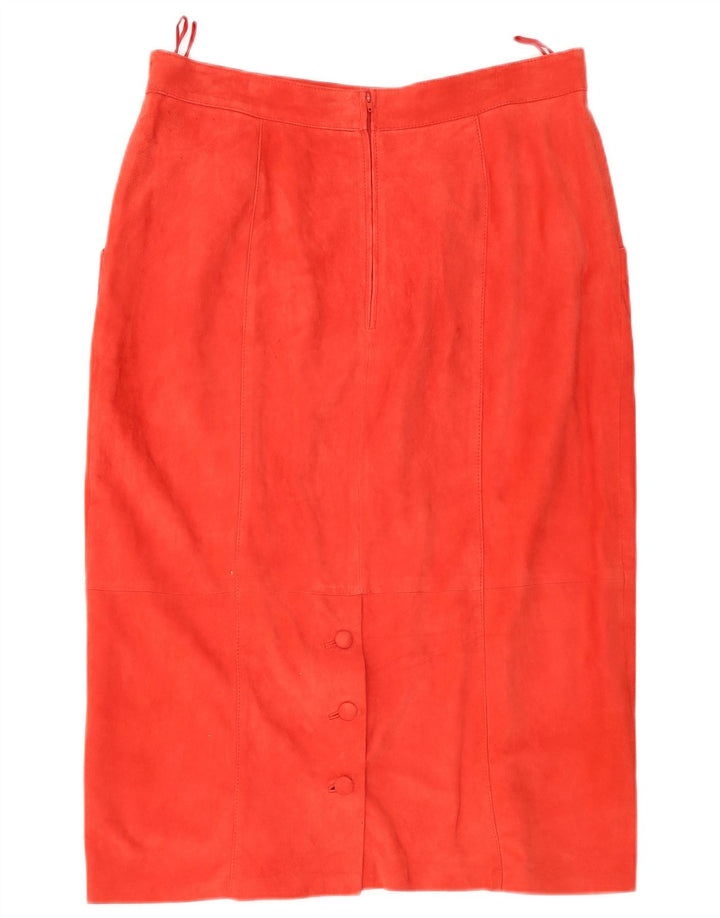 Saia reta de camurça feminina vintage W34 grande vermelha