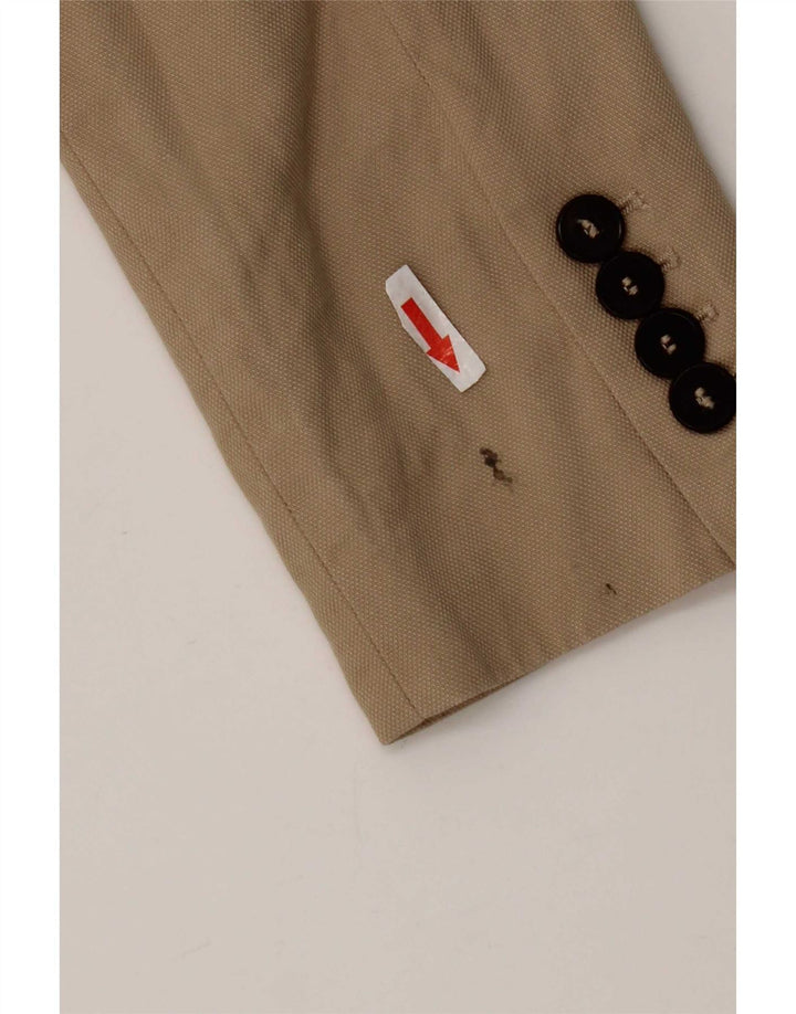 Jaqueta blazer feminina Zara com 1 botão Reino Unido 6 XS Bege Lyocell