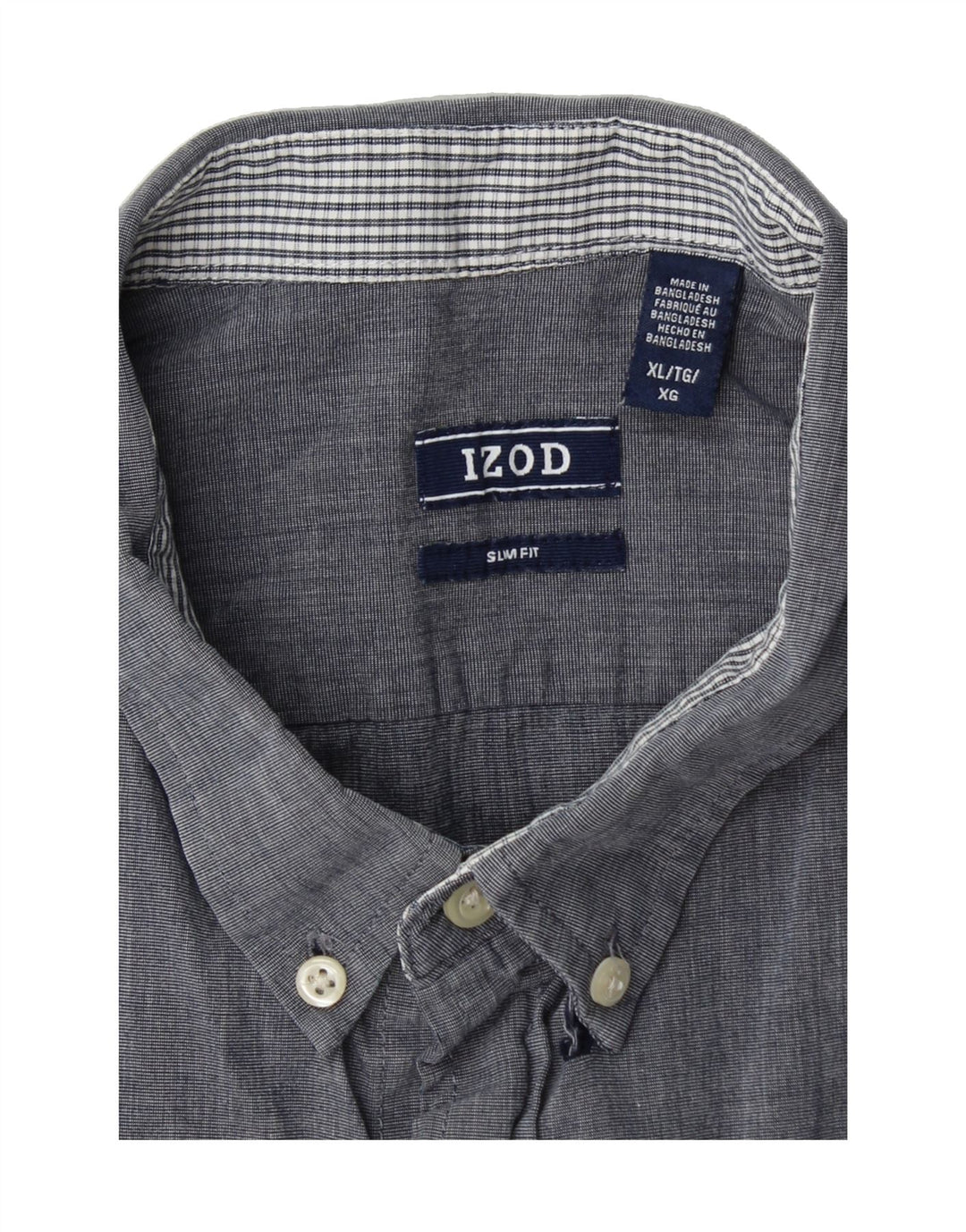 IZOD Mens Slim Fit Shirt XL Grey Cotton Vintage Izod and Second-Hand Izod from Messina Hembry 