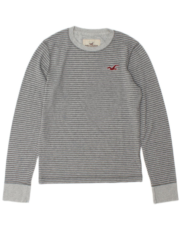 Hollister Mens Top Long Sleeve Small Grey Striped
