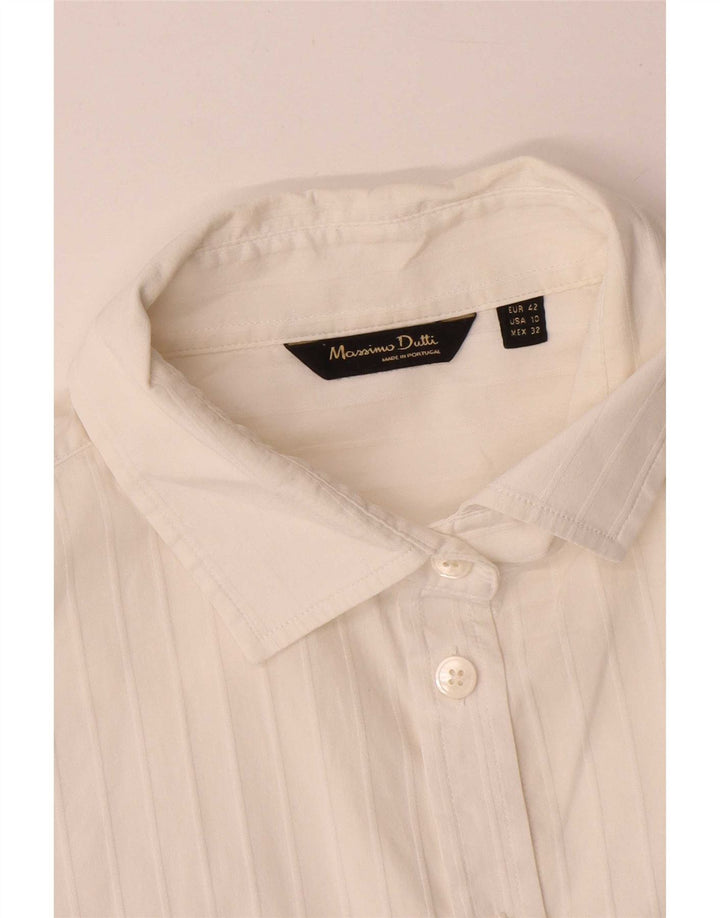 Camisa feminina Massimo Dutti EU 42 grande algodão listrado branco