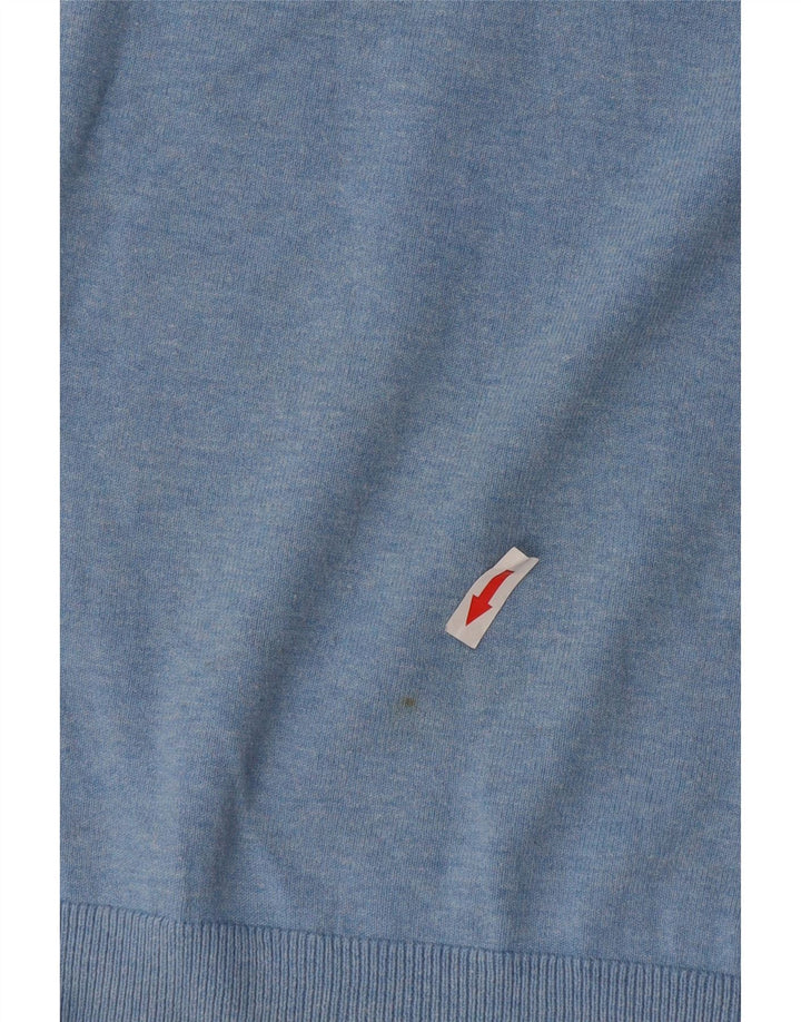 Suéter masculino Marks & Spencer de manga curta com gola polo azul médio