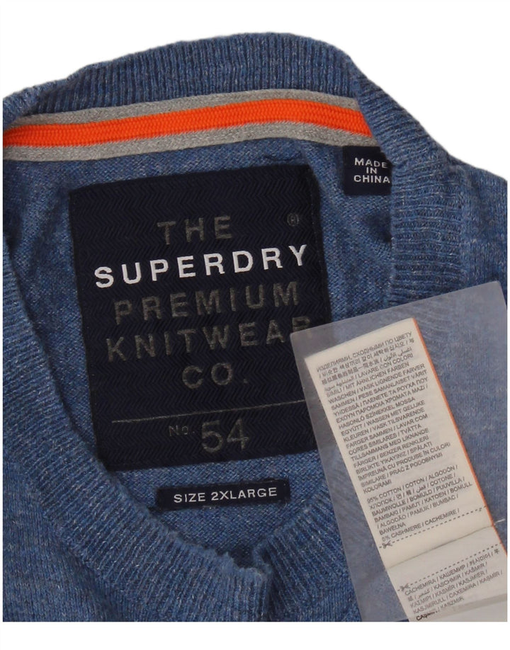 Suéter masculino Superdry com gola redonda 2XL algodão azul