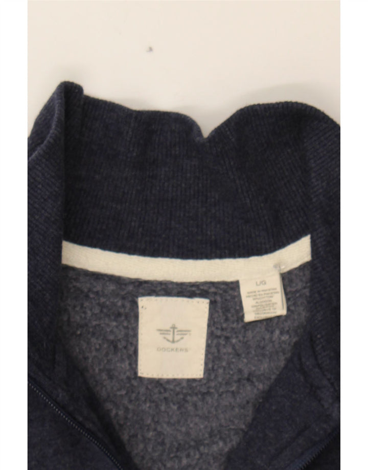 DOCKERS Mens Zip Neck Sweatshirt Jumper Large Navy Blue Cotton Vintage Dockers and Second-Hand Dockers from Messina Hembry 