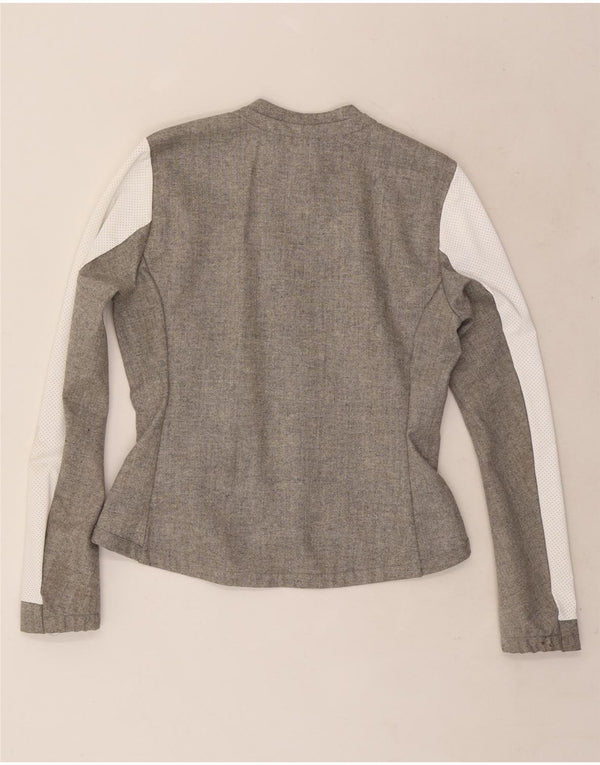 Jaqueta Bomber Adidas Feminina UK 12/14 Cinza Médio Colourblock Lã