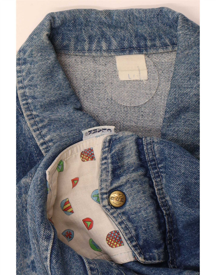 Jaqueta jeans masculina CLARK UK 40 grande patchwork azul