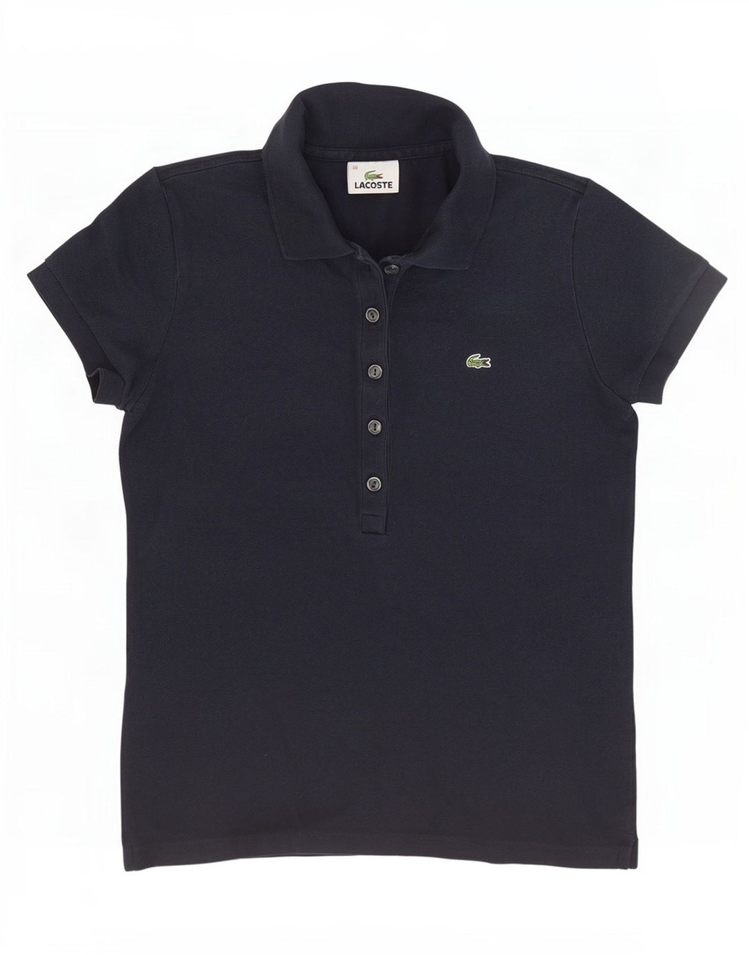 Camisa polo feminina Lacoste tamanho 38 algodão azul marinho médio