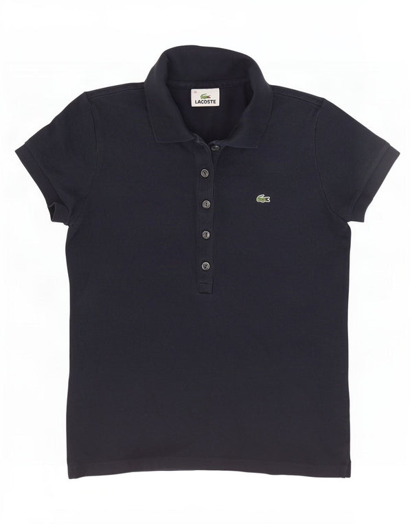 Camisa polo feminina Lacoste tamanho 38 algodão azul marinho médio