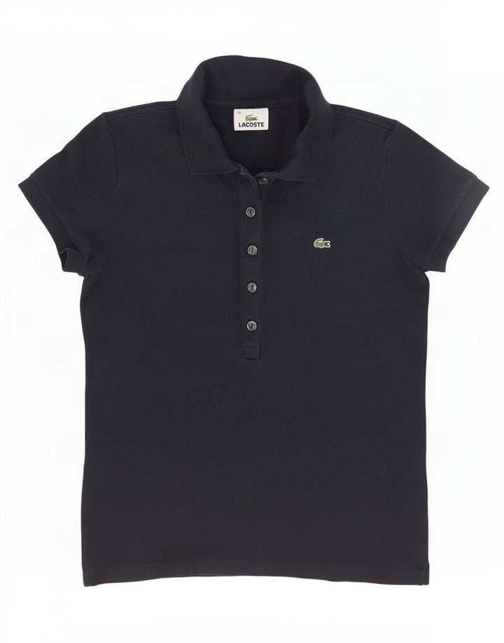 Camisa polo feminina Lacoste tamanho 38 algodão azul marinho médio