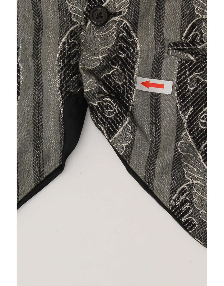 Colete vintage masculino abstrato Padrão pequeno rayon cinza