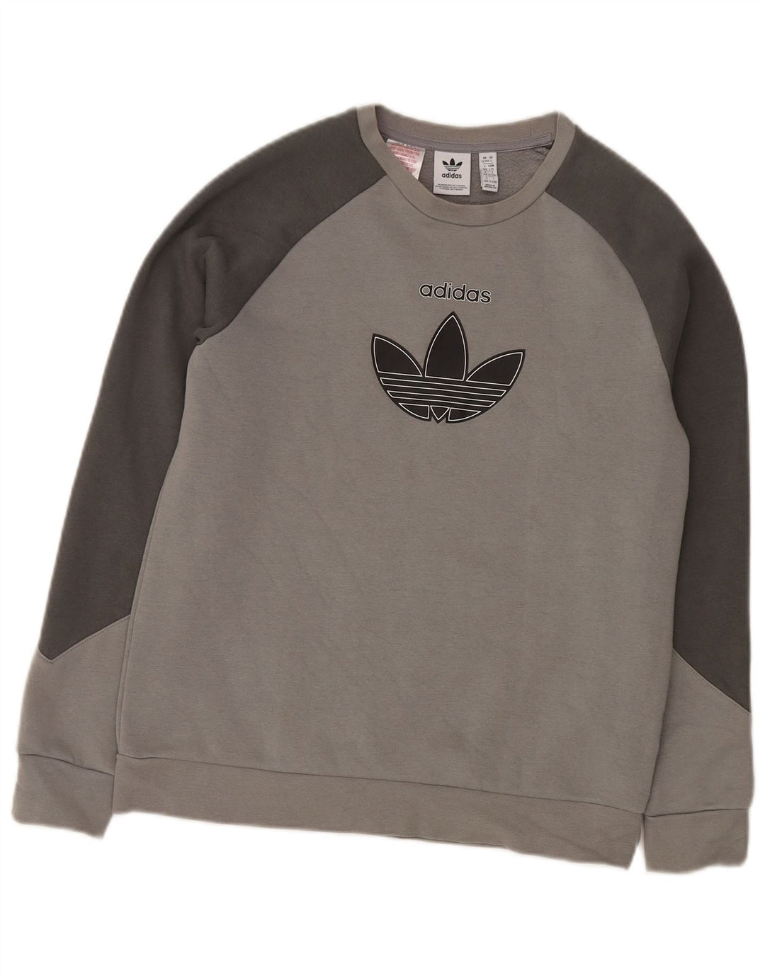 ADIDAS Meninos Graphic Sweatshirt Jumper 13-14 Anos Cinza Colorblock Algodão