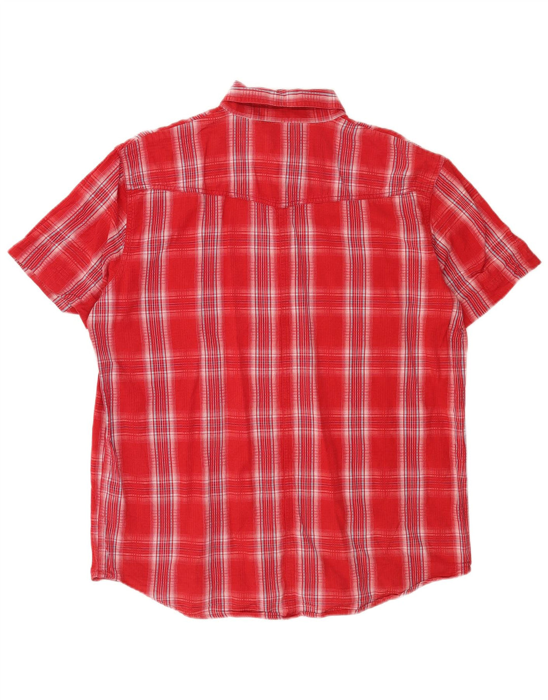 Wrangler Camisa masculina de manga curta grande algodão xadrez vermelho