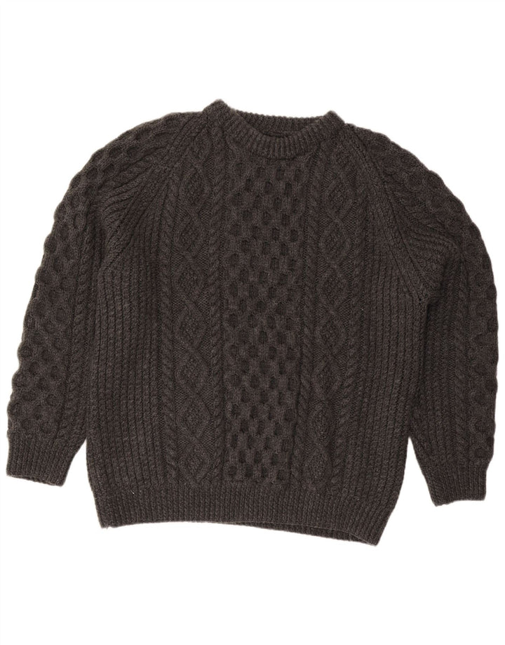 Suéter vintage masculino com gola redonda XL cinza