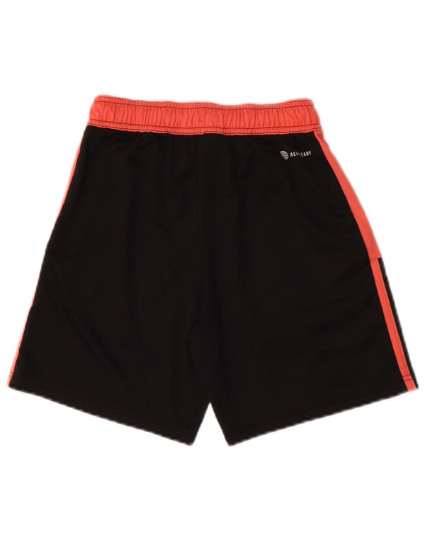 Shorts esportivos Adidas Aeroready para meninos 11-12 anos preto colorblock poliéster