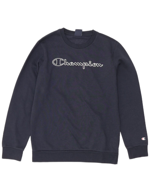 Jumper de moletom gráfico Champion Boys 13-14 anos XL azul marinho algodão