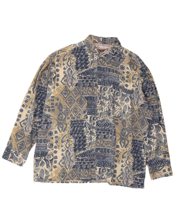 Camisa masculina de flanela C&A 2XL algodão geométrico azul