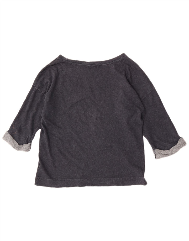 Gap Top feminino oversized manga 3/4 Reino Unido 10 pequeno algodão azul marinho