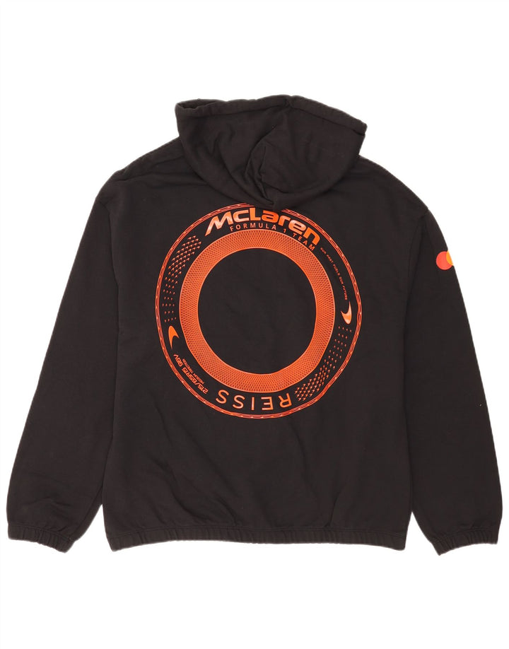 Reiss moletom com capuz gráfico masculino médio algodão preto