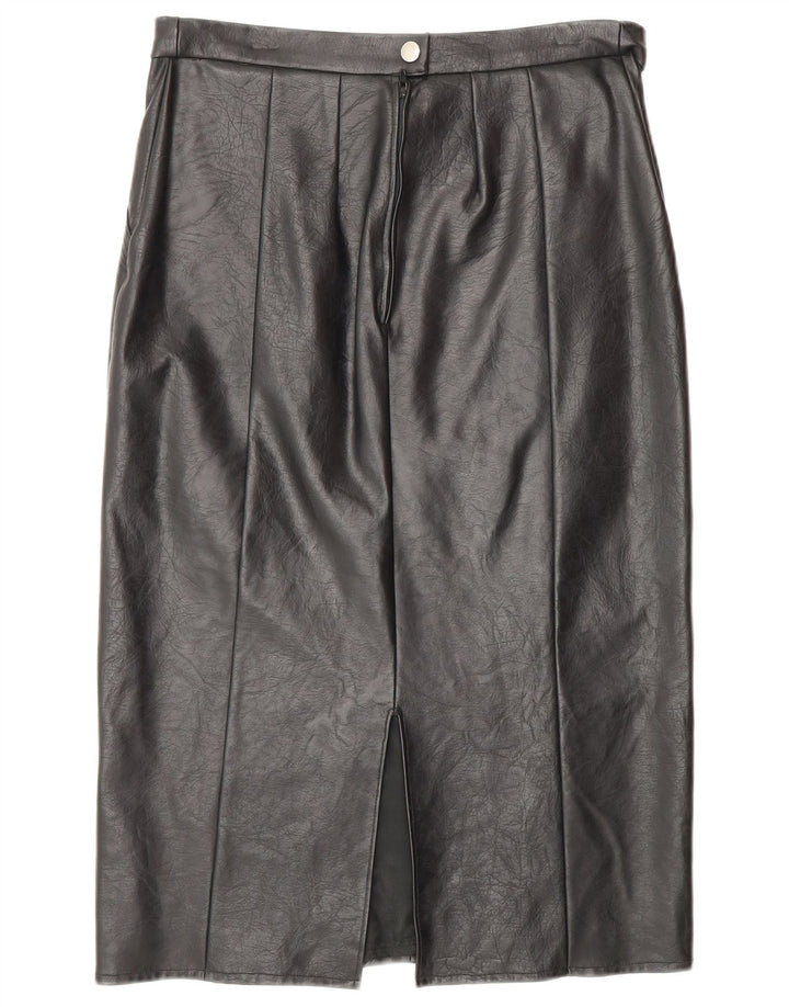 Saia feminina de couro VINTAGE W28 couro preto médio
