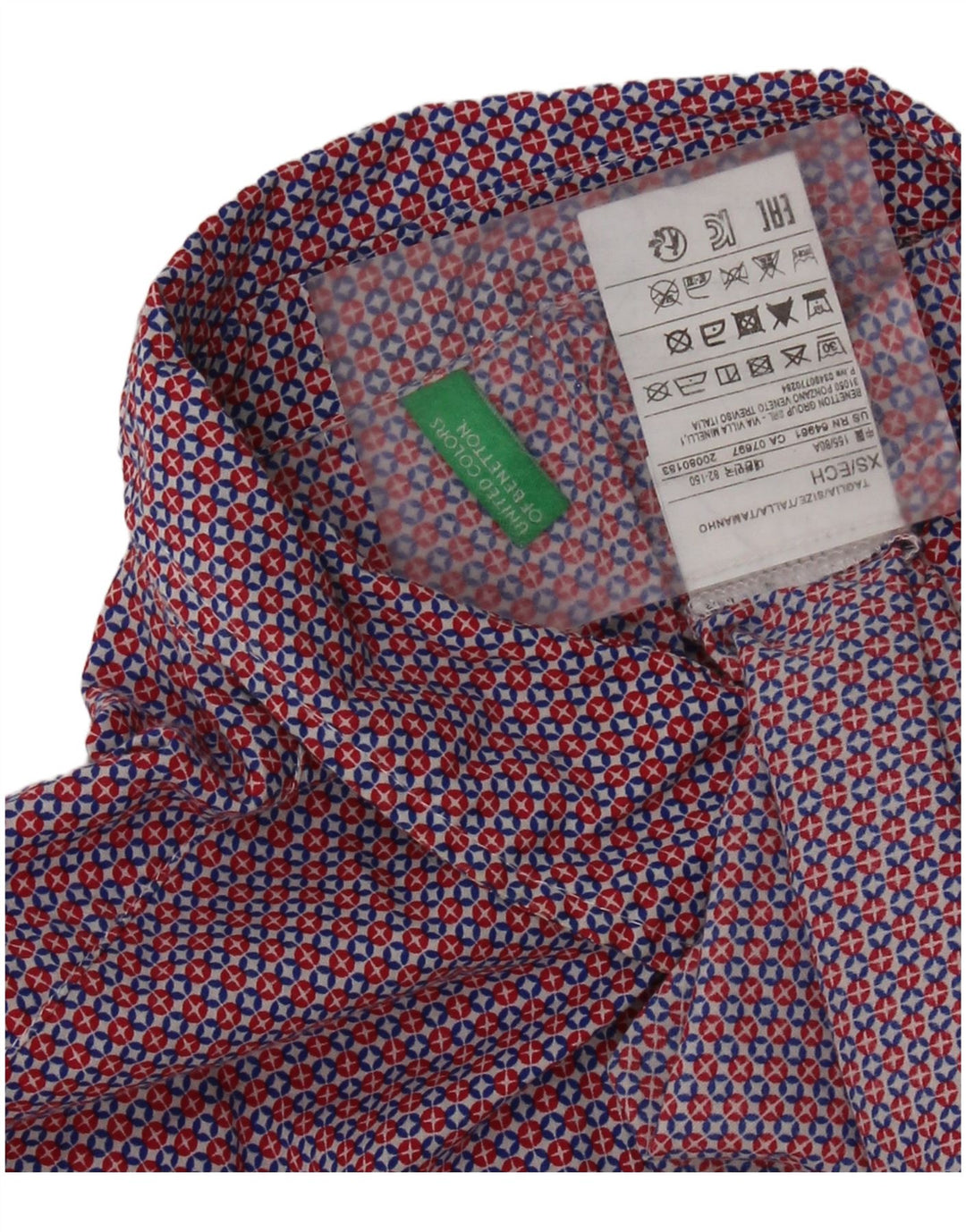 Camisa oversized feminina BENETTON UK 6 XS algodão geométrico vermelho