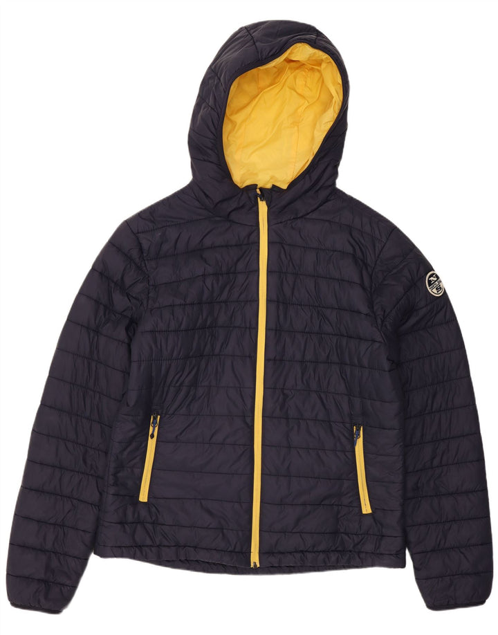 Jaqueta masculina acolchoada com capuz North Sails UK 38 poliamida azul marinho médio