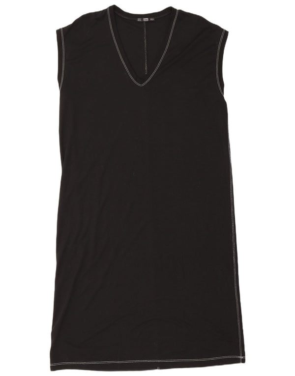 Vestido camiseta feminino Zara sem mangas grandes grandes Reino Unido 10 pequeno preto