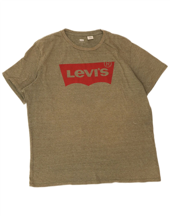 Camiseta gráfica masculina Levi's Top XL cáqui manchado