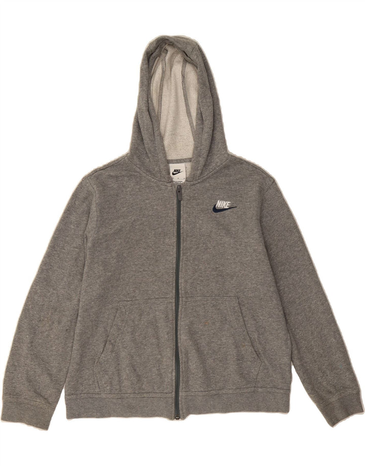 NIKE Boys Zip Hoodie Sweater 10-11 Years Medium Grey Cotton Vintage Nike and Second-Hand Nike from Messina Hembry 