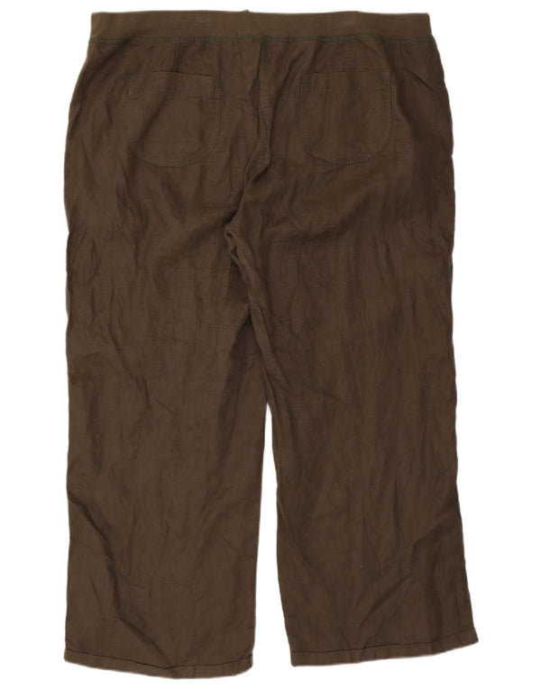 Calça feminina reta casual Marks & Spencer UK 20 2XL W40 L28 cáqui