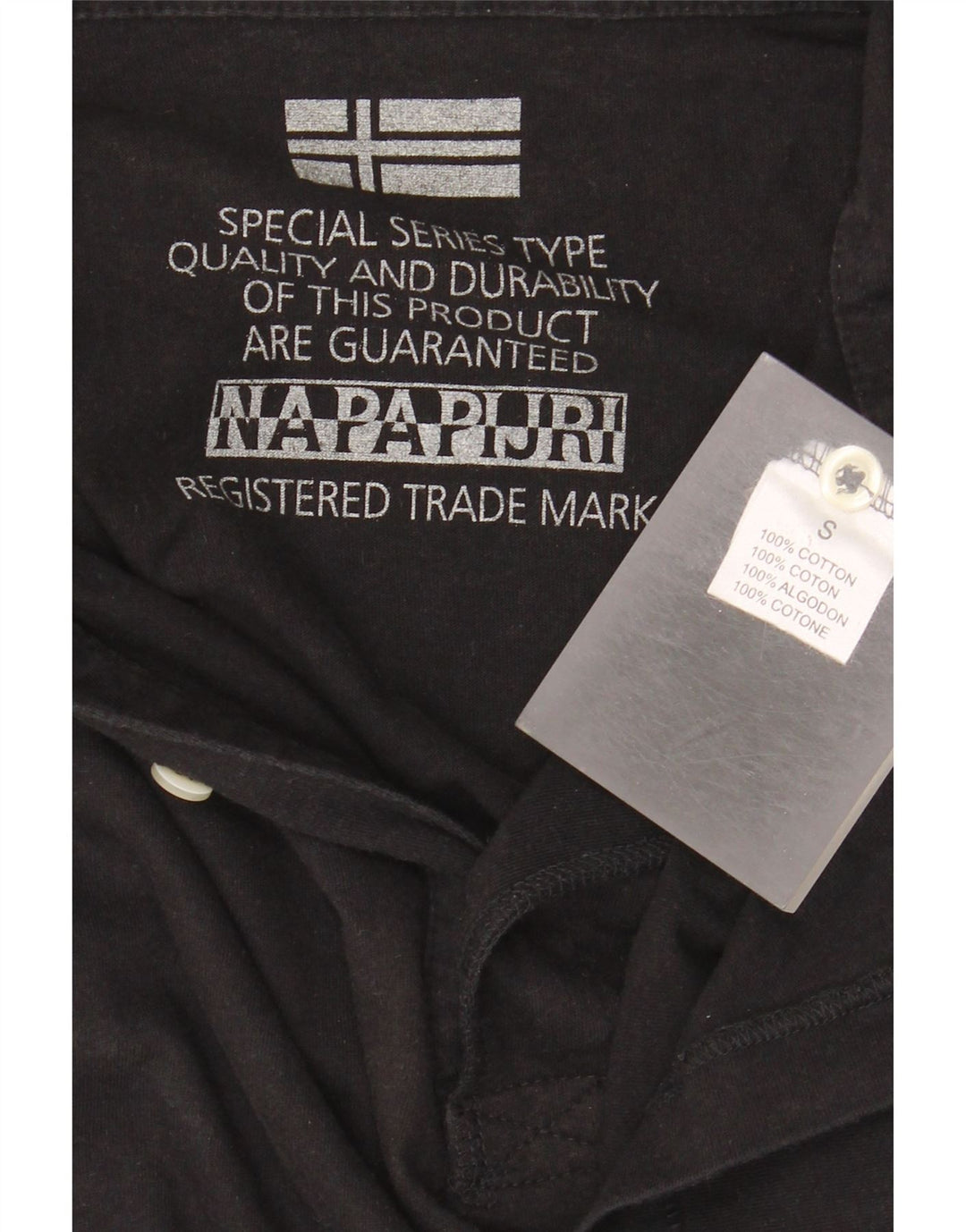 Camisa polo masculina NAPAPIJRI pequena de algodão preto