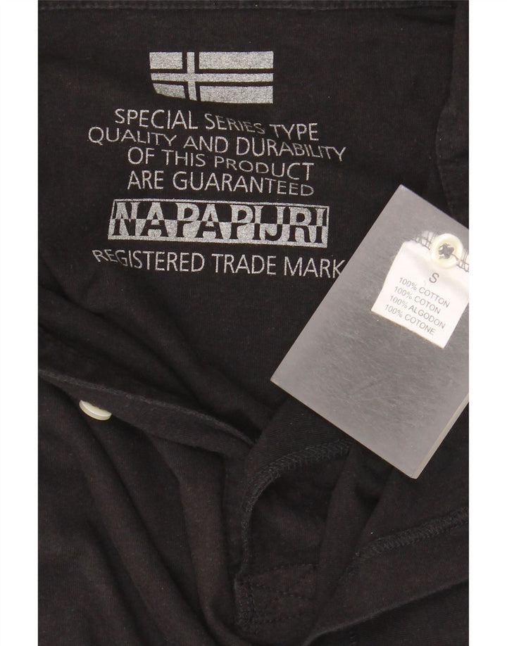 Camisa polo masculina NAPAPIJRI pequena de algodão preto