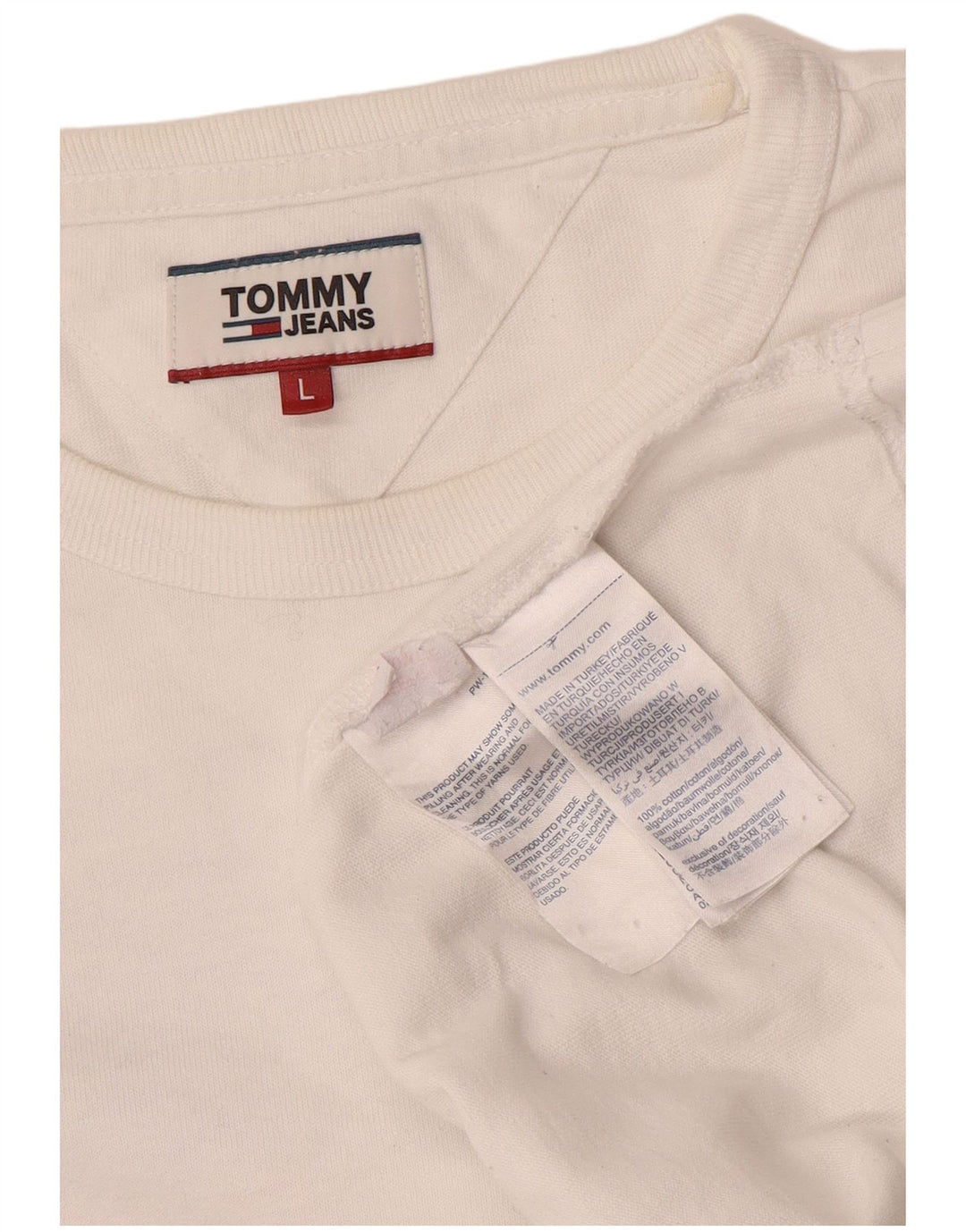 Camiseta masculina TOMMY HILFIGER com estampa gráfica grande de algodão branco