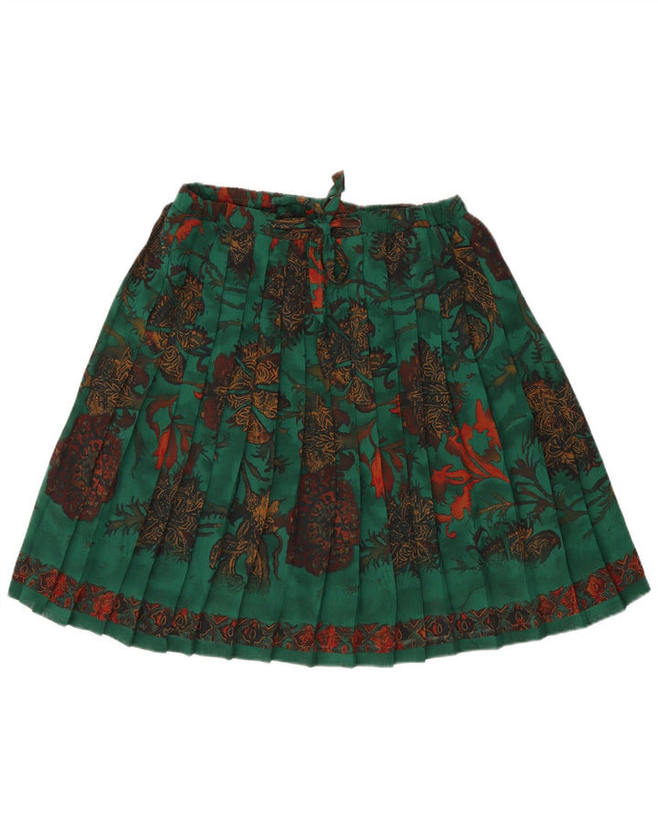 Saia plissada feminina VINTAGE W34 grande floral verde